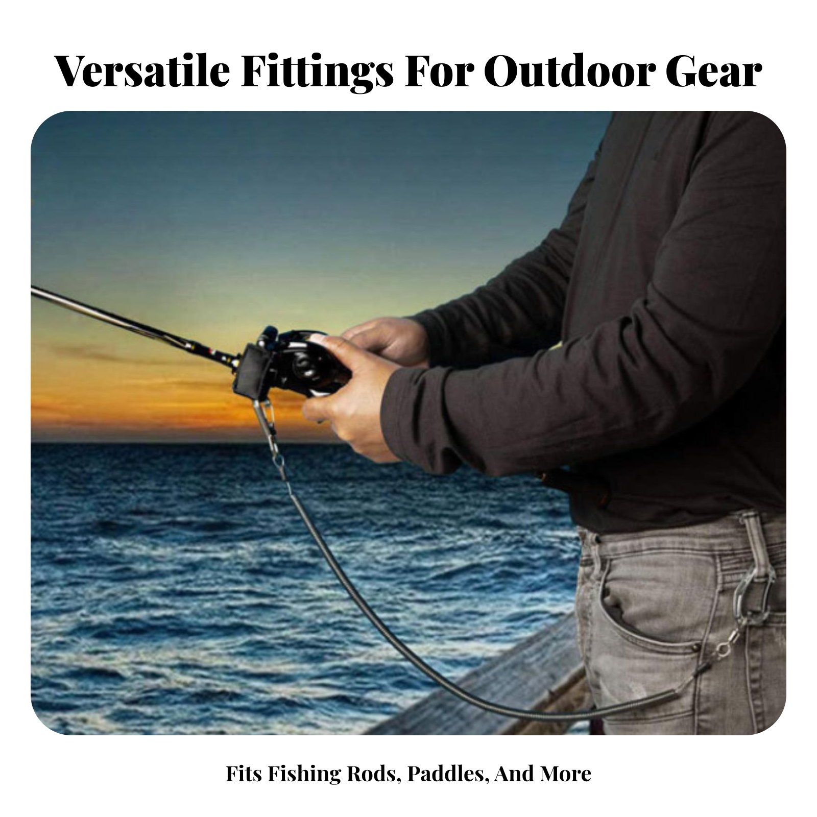 Fishing Kayak Paddle Leash - Regulowana zwijana smycz do wędki, linka